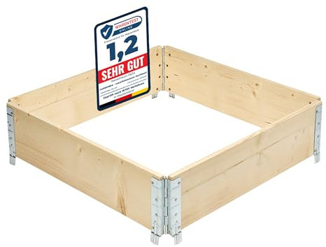 Garronda naturbelassene Hochbeete für Garten Palettenrahmen Hochbeet Holz steckbar stapelbar faltbar für Pflanzen Blumen Kräuter Obst und Gemüse Natural 1 Stück 80x80x20 cm GD-0141