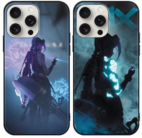 TBNMBGY 2 Stück Schwarz Handyhülle für iPhone 13 iPhone 14 6,1 Hülle,Cartoon Anime Aesthetic Game Muster Ganzkörper Handyhülle mit Seidig-Weicher Berühren,Stoßfest Schutzhülle,Kawaii