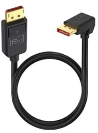 Duttek 90 Grad DisplayPort Kabel 2.1 (0.5M)， Abwärtswinkel DisplayPort Kabel DP Displayport Stecker Kabel, 16K@30Hz, 8K@120Hz, 4K@240Hz, Unterstützung 52Gbps HDR, HDCP DSC 1.2a