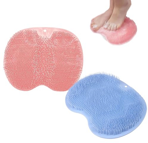 2 PCS Foot Scrubber for Shower, Foot Scrubber Mat with Suction Cups | Bath Feet and Toe Cleaner Massager Brush Pad, Cleaner Shower Massage Improve Feet and Body Fatigue in the Bathroom