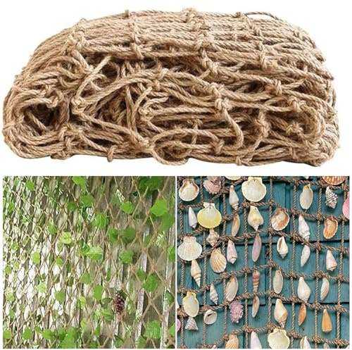 Jute Hanfseil Netz für Kletterpflanzen - Natürliches Garten Rankgitter Stütznetz zum Befestigen von Pflanzen