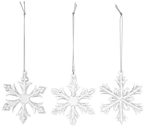 GILDE Hänger Schneeflocke aus klarem Glas, 3er Set, 10 cm hoch, 4 cm breit