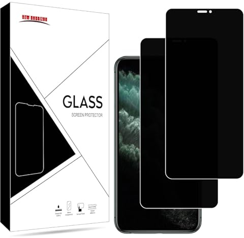 New Horrizon [2-Pack Privacy Screen Protector for iPhone 12 and iPhone 12 Pro, 6.1-Inch, Anti-Spy Tempered Glass Film, [LifetimeSupport][Anti-Spy][Impact-Resistant][Anti-Scratch]