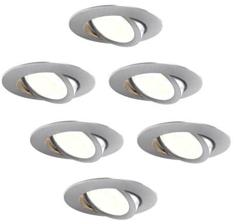 Ledvion 6er Set LED Einbaustrahler Weiss 5W Warmweiss wasserdicht IP65 | Einbaumass Ø80mm; Wasserfest fuer Bad Dusche und feuchte Innenbereiche; Integrierte LED Lichtquelle enthalten