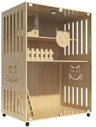 Katzenkäfig Katzenvilla Haushalt Holz Katzenkäfig Katzennest Etagenbett Zweistöckiges Luxus-Katzenhaus for mehrere Katzen Katzenschrank for den Innenbereich