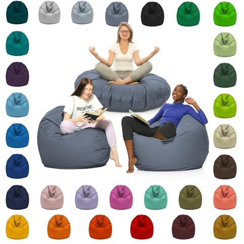 2in1 Sitzsack mit Füllung – XXL Bean Bag Indoor & Outdoor – Wasser & Schmutzabweisend, Ergonomisch & Wetterfest – für Kinder & Erwachsene zum Gaming & Relaxen (Anthrazit, 110 CM Durchmesser)