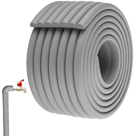 Rohrisolierung Außenbereich, 8CM x 5M Selbstklebendes Rohrisoliermaterial, Flexibler Isolierschlauch für den Frostschutz von Rohrleitungen im Winter (Grau)