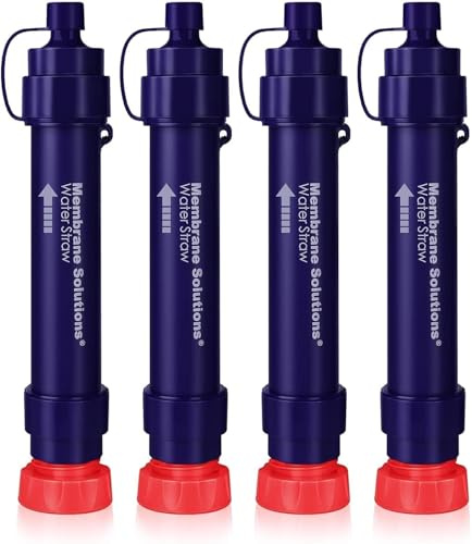 Membrane Solutions Detachable Water Filter Straw S2, 4 Pack | 0.1-micron 4-stage Replaceable Filter, 1320 Gal Capacity, Fits 28&30 mm Bottle, BPA-Free, for Camping & Emergency Prep