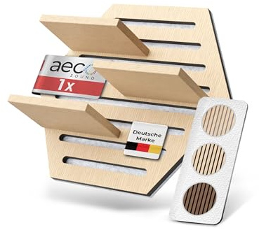 Aeco Sound® Akustikpaneele Holz - Wandregal - Echtholz Eiche & Akustikfilz | Regal Wand, Schalldämmung, Holzpaneele, Schweberegal - Eichenholz (hell) & extra dicker Akustikfilz (Grau)