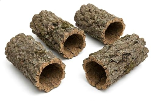 Korkröhren XL 4 Stück 15-20cm - Naturkork Korkrinde für Terrarium Deko | Naturkork Terrarium Zubehör – Korkrinde, Korkhöhle & Korkast für Hamster, Gecko, Vogelkäfig & Terrarium Deko in XL-Format