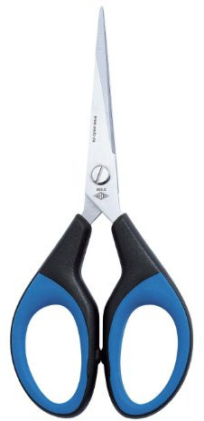Wedo 1802911 9896 Schere (Edelstahl Soft-Cut, 5,5 Zoll/15,2cm,mitGummigriff)schwarz/blau