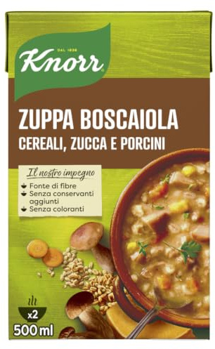 Knorr Zuppa Boscaiola, Piatti Pronti Knorr con Ingredienti Naturali, Senza Coloranti e Senza Conservanti Aggiunti, Fonte di Fibre, Vegetariano, Confezione da 500ml
