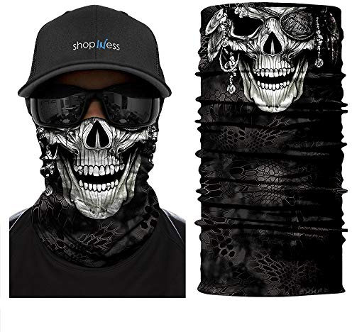 ShopINess Unisex Schlauchschal Halswärmer Neckwarmer Multifunktions schlauchtuch totenkopf für Motorrad Bikes Sport Festival Halloween Karneval - Totenschädel (Pirat)