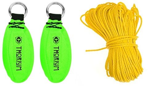 Thorium Slingshot Launcher Arborist Throw Weight Bag Pouch Combo Set Kit - Bright Green 12oz + 16oz complete with BONUS 150' / 45m Throw Line Rope