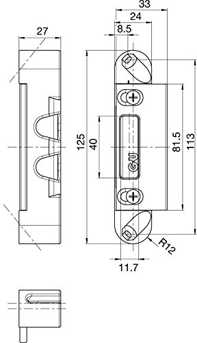 Lappenschließplatte für Secury zum Einfräsen, 125 x 24 x 27 mm, verstellbar
