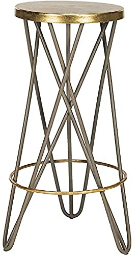 SAFAVIEH Jonatan Barhocker, lackiertes Metall, Beige/Gold,45 X 45 X 76.2 cm