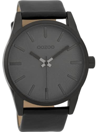 Oozoo Herrenuhr mit Lederband 45 MM Black/Dunkelgrau/Schwarz C9629