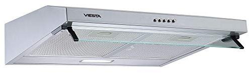 VIESTA® VDU6080SR Unterbau-Dunstabzugshaube 60 cm Edelstahl mit Glasschirm, LED-Beleuchtung, 3 Stufen, Abluft- & Umluftfunktion, Energieklasse C