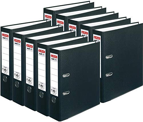 Herlitz Ordner maX.file protect A4 (8 cm mit Einsteckrückenschild) 10er Pack (Schwarz)