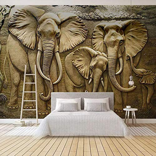Holzschnitzerei Tapete Wandbild Thai Sofa Tapete Thai Dekoration 3D dreidimensionale Relief Elefant Tapete Tapete Wandtuch fototapete 3d effekt tapete tapeten wald vintage-430cm×300cm