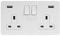Soho Lighting White Metal Flat Plate 13A 2 Gang DP USB Switched Double Plug Socket (USB Output 4.8amp) White Insert and Screwless