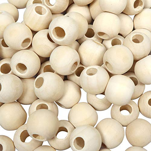 TOAOB 12mm 100 Stück Holzperlen Großes Loch Runde Natürliche Lose Spacer Perlen für DIY Schmuck Herstellung
