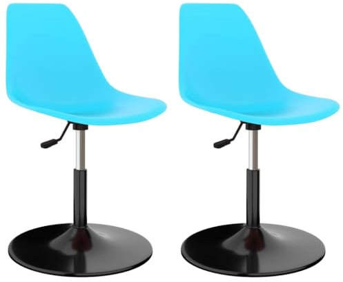 vidaXL Esszimmerstühle 2 STK., Esszimmerstuhl Drehbar Höhenverstellbar, Essstuhl Küchenstuhl Metallrahmen, Drehstuhl Stuhl für Esszimmer Küche, Blau PP