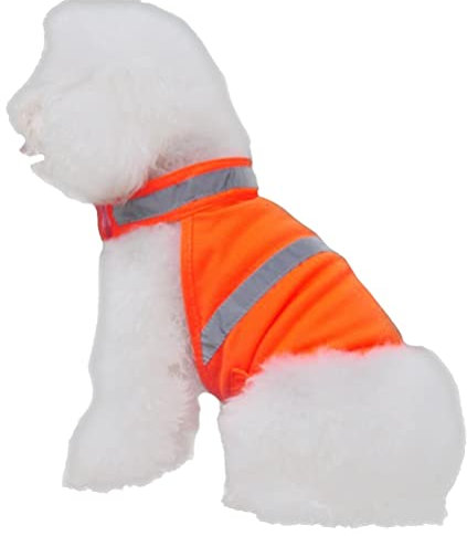 VILLCASE Reflektierende Sicherheitsweste für Hunde, hohe Sichtbarkeit, atmungsaktiv, Sommerkleidung für Spaziergänge, Laufen, Wandern, Fluoreszierendes Orange, Größe M