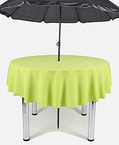 Garden Outdoor Patio Polyester Tablecloth with Hole for umbrella/Parasol (Lime Green, 58 Diameter (147cm))