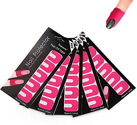 Reusable Easy Nail Polish/Nail Guards Protectors Gel Nail Tips, Anti Spill Holder Clip Cap, Cuticle Guard Skin Barrier, Manicure Tool for Women(Pink, 10 Pack)