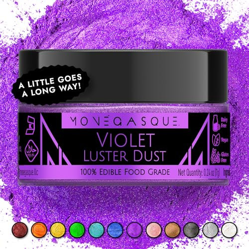MONÉGASQUE Purple Edible Glitter for Drinks 7g – Violet Edible Glitter for Cakes - Luster Dust for Drinks & Cocktail - Lustre Dust for Cakes, Drink Shimmer, Cocktails - Food & Cake Decorations Spray