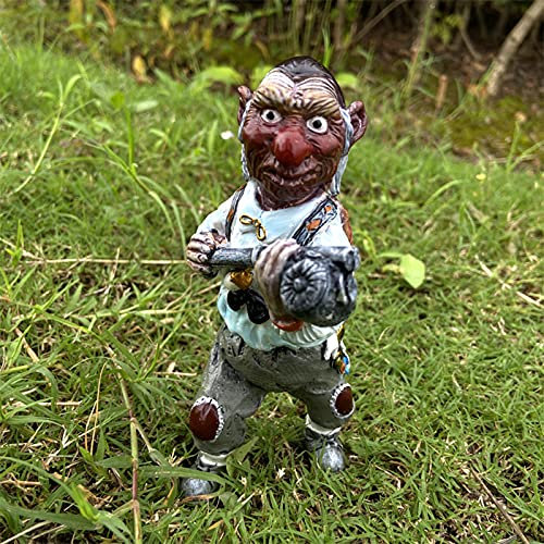 UYUH Horror Movie Gnome Statue Ornaments - Horror Movie Garden Gnomes Zombie Gnome Outdoor Ornaments Undead Halloween Sculpture For Patio Yard Dwarf Collectors Movie Lovers(6x7.5x13.5cm)