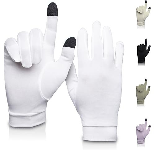 A TOUCH OF Silk Guanti In Seta | Guanti per Rivestimento Interno Ideali Per Lo Sport E Abbigliamento Casual | Unisex | Sci Ciclismo Guida (Off-White)