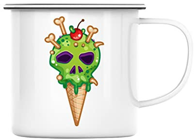 Taza esmaltada Metal Helado Zombie Halloween Ilustración Dibujo