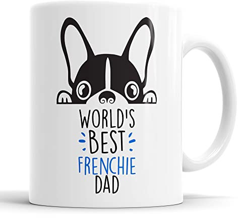 Faithful Prints Frenchie World's Best Dad Mug Dog Dad French Bulldog Dad Cup Friend Funny Gift for Birthday Christmas, Mug, (FP-10441)