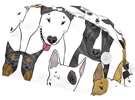 WEETIME Bunte Bullterrier-Hunde Hut Working Hats Head Cover Unisex Cap für Herren Damen 2 Stück