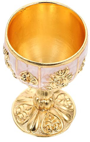 Milisten 1Pc Vintage Metal Embossed Wine Cup, Metal Medieval Goblet, Wine Chalice Art Craft Decoration for Weddings Home Decor, Golden