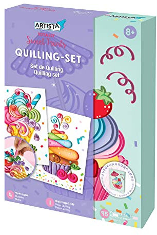 ARTISTA 9301934 Bastelset Quillingset Süssigkeiten, DIY-Kit für Kinder, Kreativset in praktischer Aufbewahrungsbox