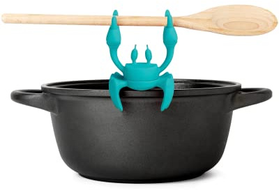 OTOTO Aqua The Crab Silicone Utensil Rest - Silicone Spoon Rest for Stove Top - BPA-Free, Heat-Resistant Kitchen and Grill Utensil Holder - Non-Slip Spoon Holder Stove Organizer and Steam Releaser