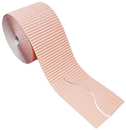 Bright Ideas Corrugated Border Roll for School Displays, Pale Pink, 57mm x 7.5m (15m When Split), BI8204