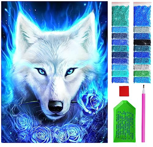 ARTULIO Diamond Painting Wolf Set – 5D Diamant Painting Bilder 30x40 cm mit Diamond Painting Zubehör für Kinder und Erwachsene - Crystal Art für Home Wand Deko