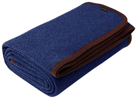 ACUSHLA MerinoWolle Wolldecke warm Decke Campingdecke Kuscheldecke 160x 200 cm (Wolle) – Militärische (Navy blau)