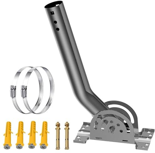 Heavy Duty Antenna Pole Mount, Stainless Steel Antenna & Weather Station Mounting Pole, Adjustable Pivot J-Mount Bracket Mast for Outdoor Antennas,Wireless Weather Sensor,Access Point (12''H-1.38Dia)