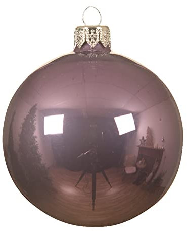 Magie di Natale Palline per albero di Natale in vetro decorate (10 cm, Lilla Lucido, 4)