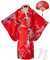 Girl Kimono Kids Dress Traditional Clothing Silk Fabric Robe Wedding Wear Party Performance Gown,Cosplay Costume Set with Folding Fans and Tabi Socks,140 CM,Red