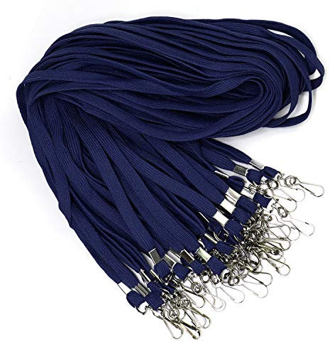 Schlüsselband 100 Stück Bulk Lanyards für ID Badge Neck Lanyard Swivel J-Hook für Namensschild Badge Holders, Schlüsselanhänger Band (Dunkelblau, 100 Stück)