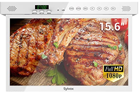 SYLVOX 15.6 Inch KitchenTV, Android Smart TV Built-in Google Play Store, DVB-T2/S2 HDMI, Support Bluetooth&5GWiFi, Time Function, Full HD TV for Kitchen
