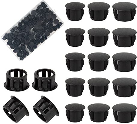 FRUHLING 90 Stück Kunststoff Lochstopfen Möbel Abdeckkappen Lochabdeckung Schwarz Abdeckstopfen für Bohrlöcher Schrank Regale Möbel Küchenschrank 3 Größen 10 12 14 mm