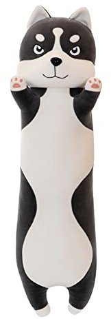 ISAKEN Plüsch Husky Kuscheltier Lange Husky Plüschtier Süße Hund Kissen Schlafkissen Wurfkissen Seitenschläferkissen Weiche Plüsch Kuscheln Kissen Geschenk für Kinder Erwachsene Jungen Mädchen, 70CM