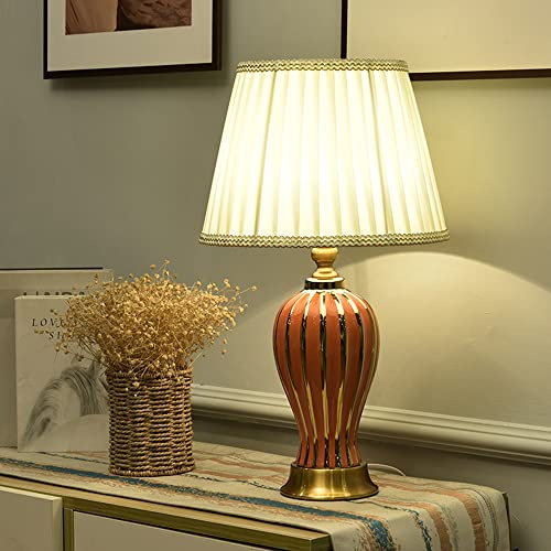 Mengjay Tischlampen E27, Lampshade Keramik Tischleuchte mit Schalter Retro Kreative Eingang Nachtlicht Schlafzimmer Arbeitszimmer Wohnzimmer Nachttischlampe runden Büro Nachtlampe Tischleuchten